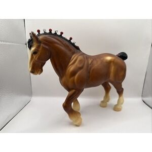 Vintage Breyer Horse Clydesdale Brown w/ Red & White Bobs #80 Draft